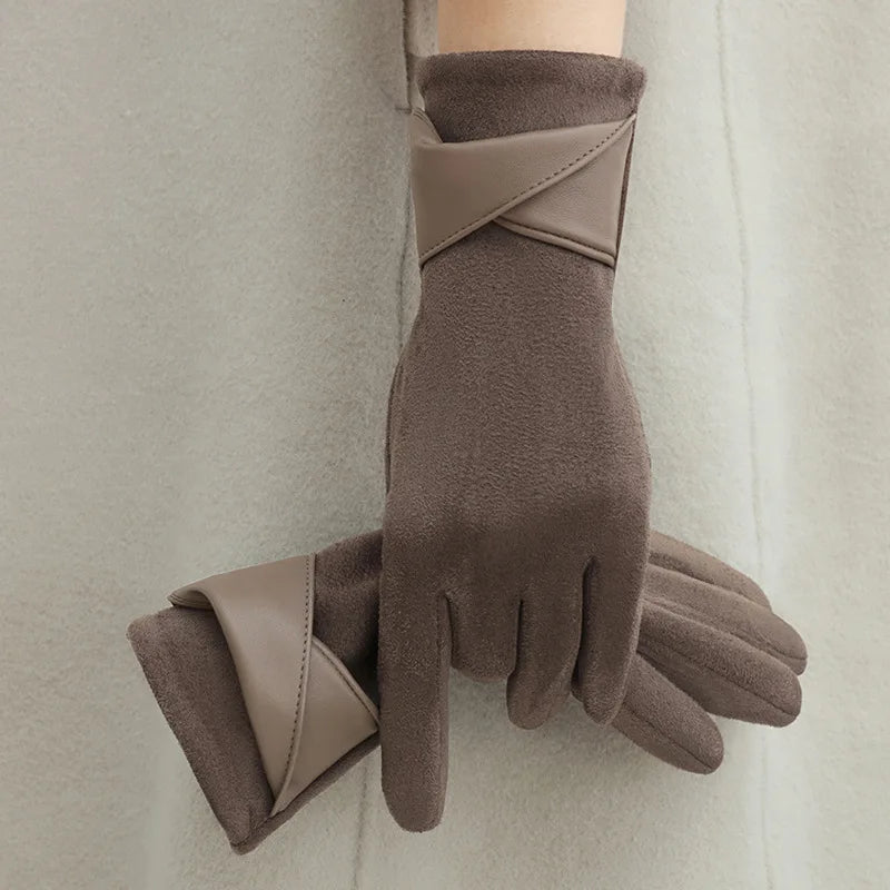 Women Winter Keep Warm Touch Screen Gloves Lady Fashion Elegant Retro Cycling Drive Protection From Cold Thicken