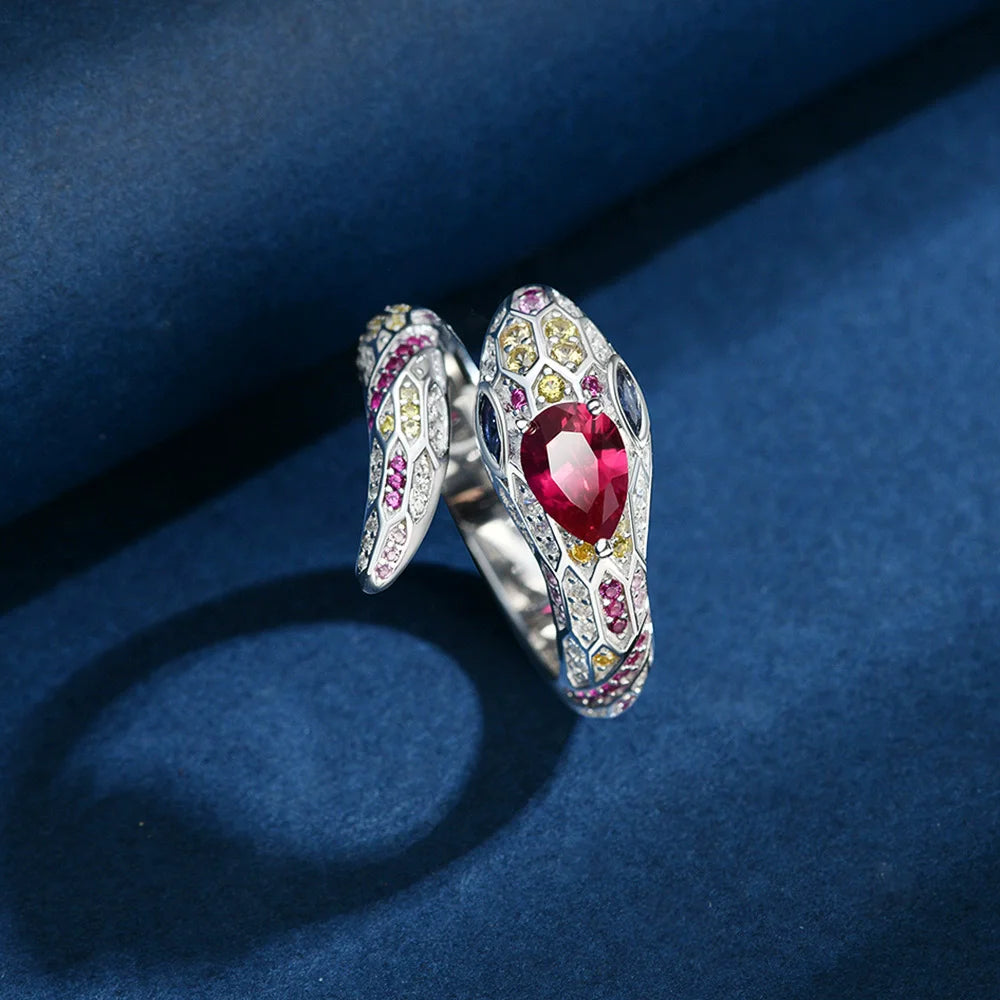 WUIHA Vintage 925 Sterling Silver 5 * 7 MM Lab Sapphire Ruby High Carbon Diamonds Gemstone Wedding Engagement Ring Fine Jewelry