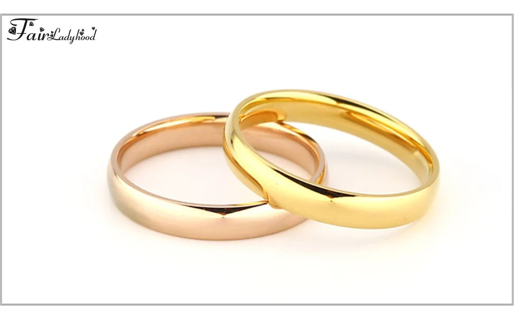 FairLadyHood Simple Rose Gold Rings For Men Women Plate With Silver Color Ring Stainless Steel Rings Jewelry Wedding Ring Couple