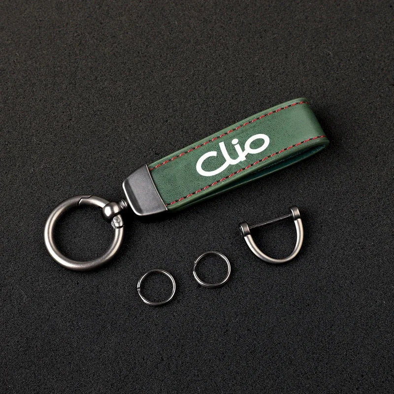 For Clio 2 3 4 5 MK2 MK3 MK4 Car Accessories With Logo Leather Car keychain Horseshoe Buckle Jewelry