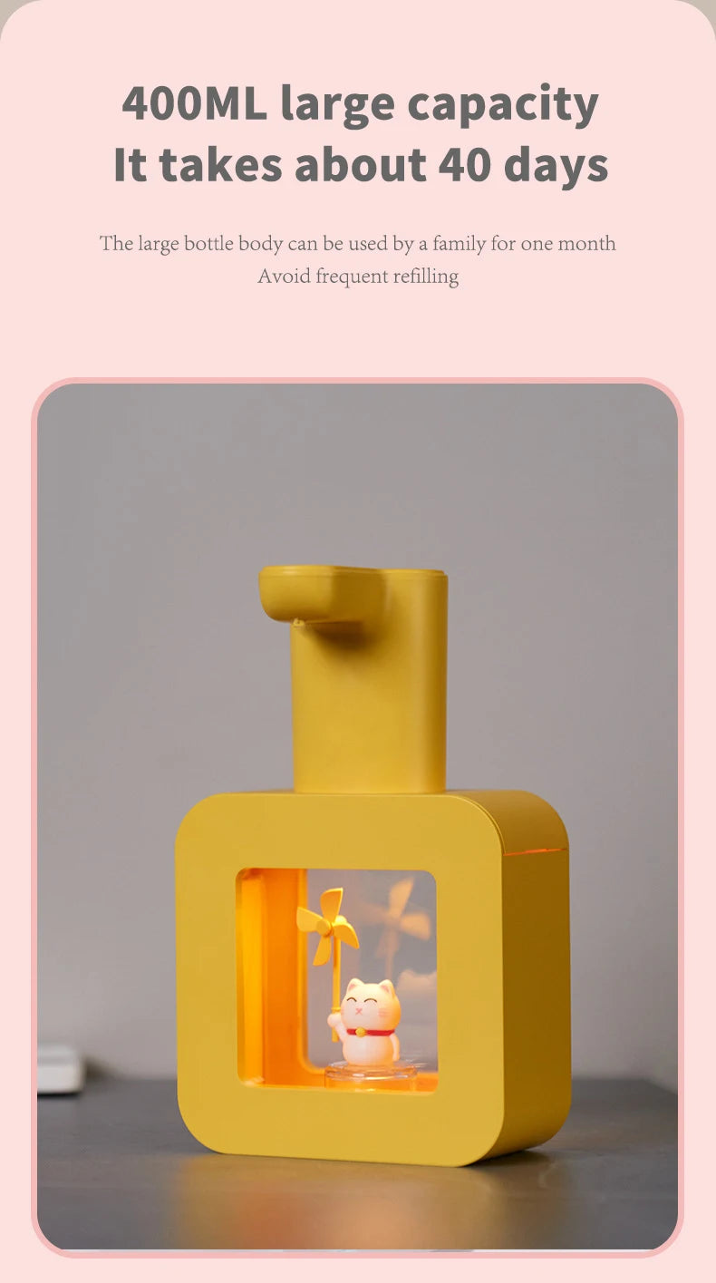 New Automatic Soap Dispenser Cute Pet Wall Mounted Touchless Sensor USB Charging Cartoon Foam Hand Washing Tools 400ML Kitchen