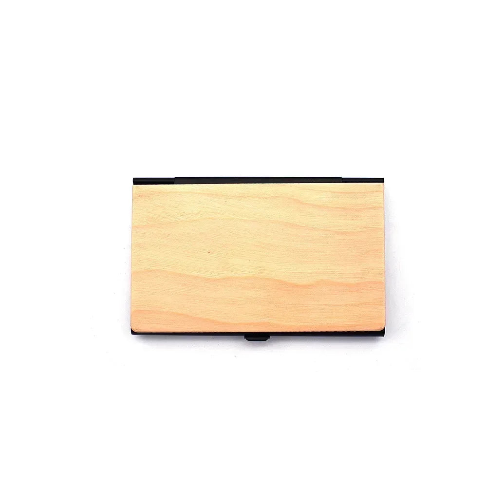 Free Customized Engraving Wood Business Card Holder Pocket Black Walnut Solid Wooden Clip Personalized Cardcase Activities Gifts
