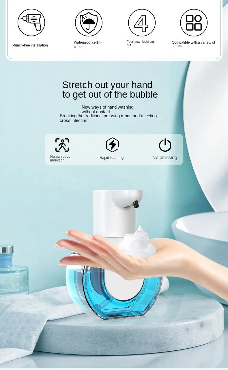 NOCCLILI Smart Soap Dispenser 420ml Touchless Motion Sensor Washing Hand Device Wall-Mounted Liquid Soap Dispenser