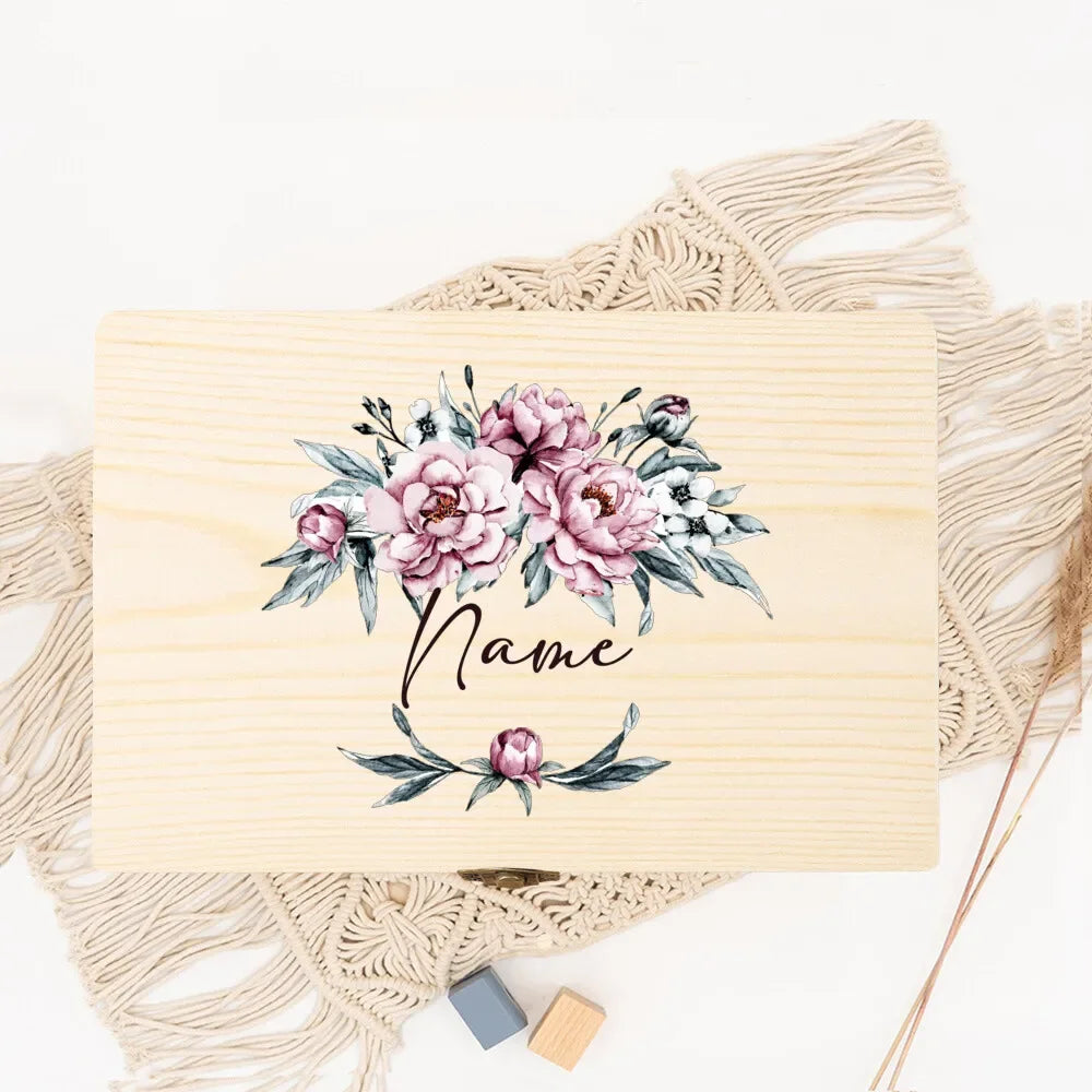 Personalized Memory Box Open Wreath Custom Name Date Wedding Party Bridesmaid Proposal Bridesmaid Proposal Wooden Jewelry