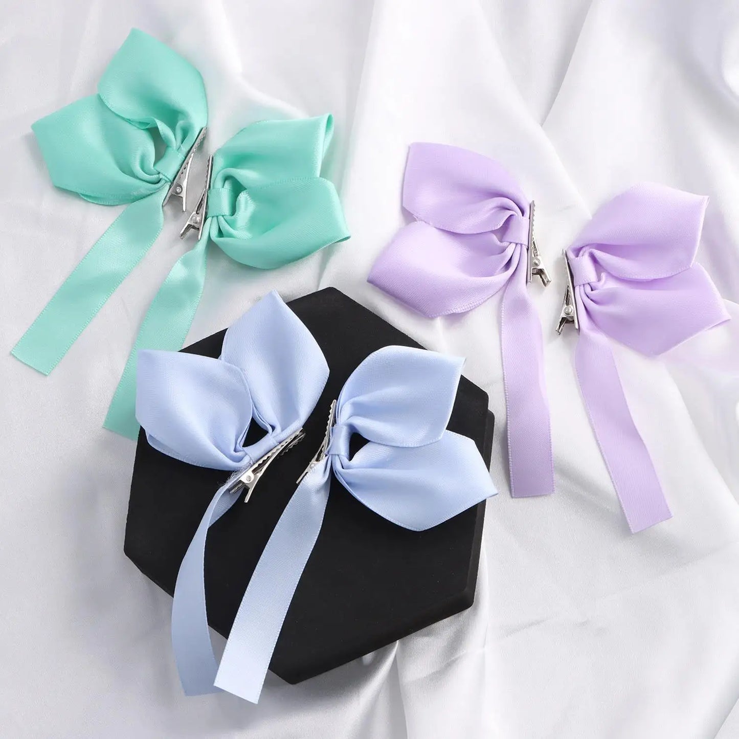 Cute Bowknot Hair Clips Fashion Sweet Hair Accessories Side Clip Headdress Headwear Ribbon Hair Bows Clips Hairpin Girls
