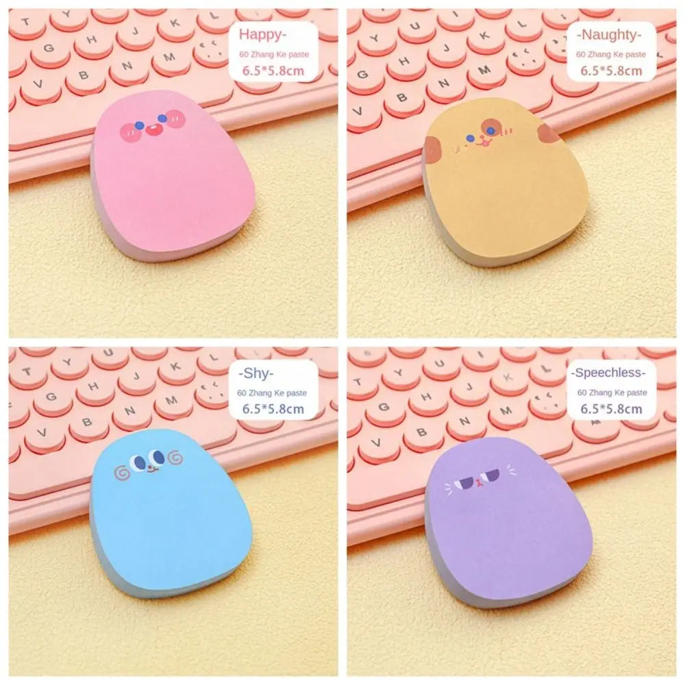 Self-Adhesive Sticker 60 Sheets Sticky Notes Colored Ins Messages Sticking Paper Cartoon Kawaii Message Paper Girls