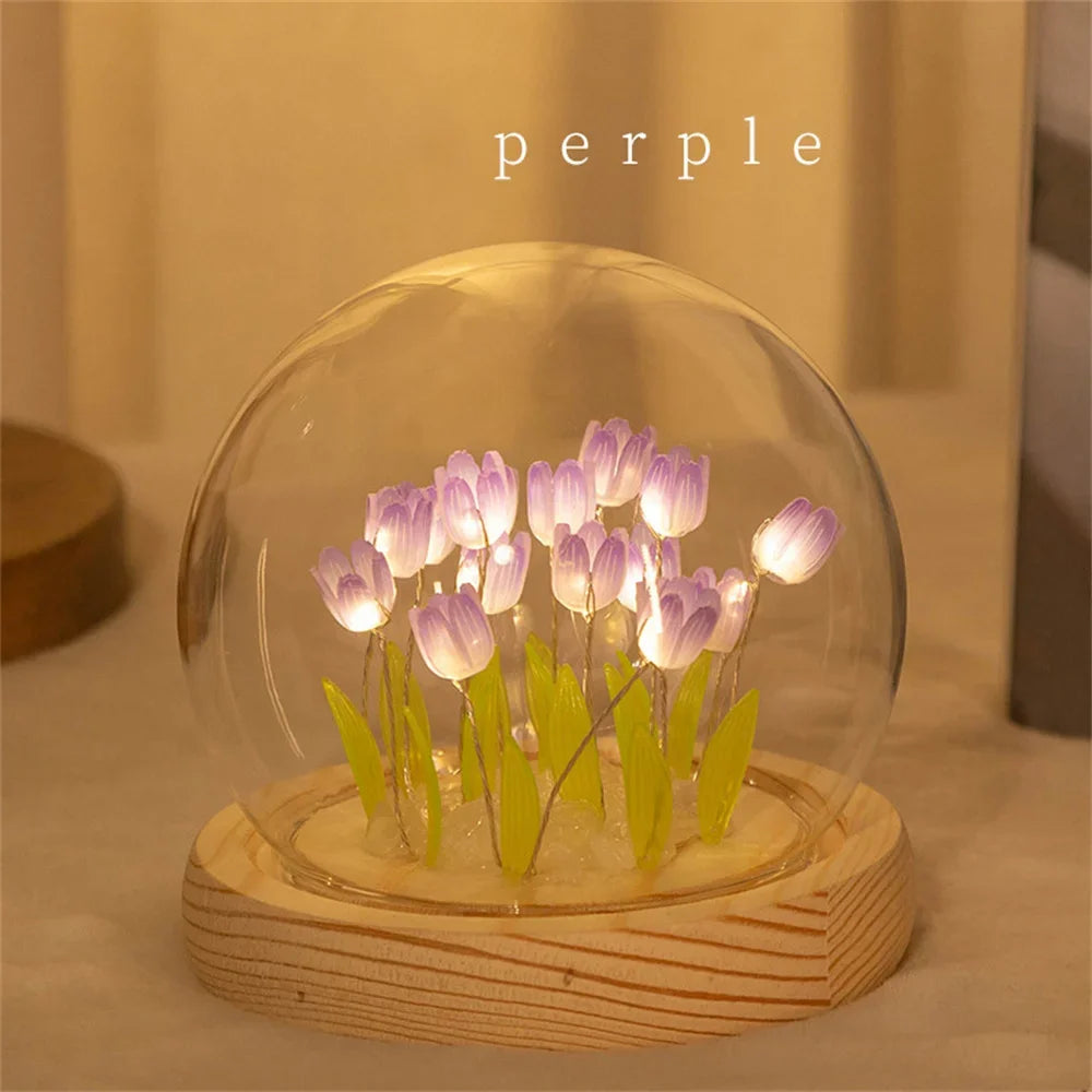 Artificial Tulip Flower Night Light Handmade DIY Bedside Lamp LED Night Lamp Bedroom Decor Christmas Birthday Gifts Table Lamp (Free Shipping) ššš¹ (Free Shipping) ššš¹