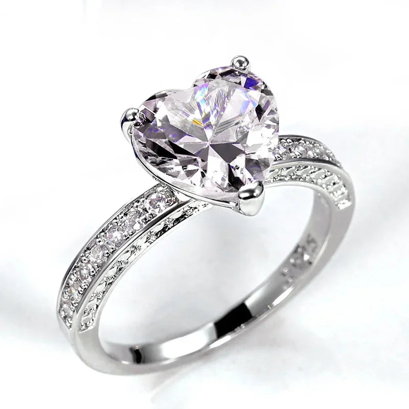 Luxury Solitaire Women Heart Engagement Rings Pink Cubic Zirconia Proposal Rings For Girlfriend Anniversary Gift jewelry rings
