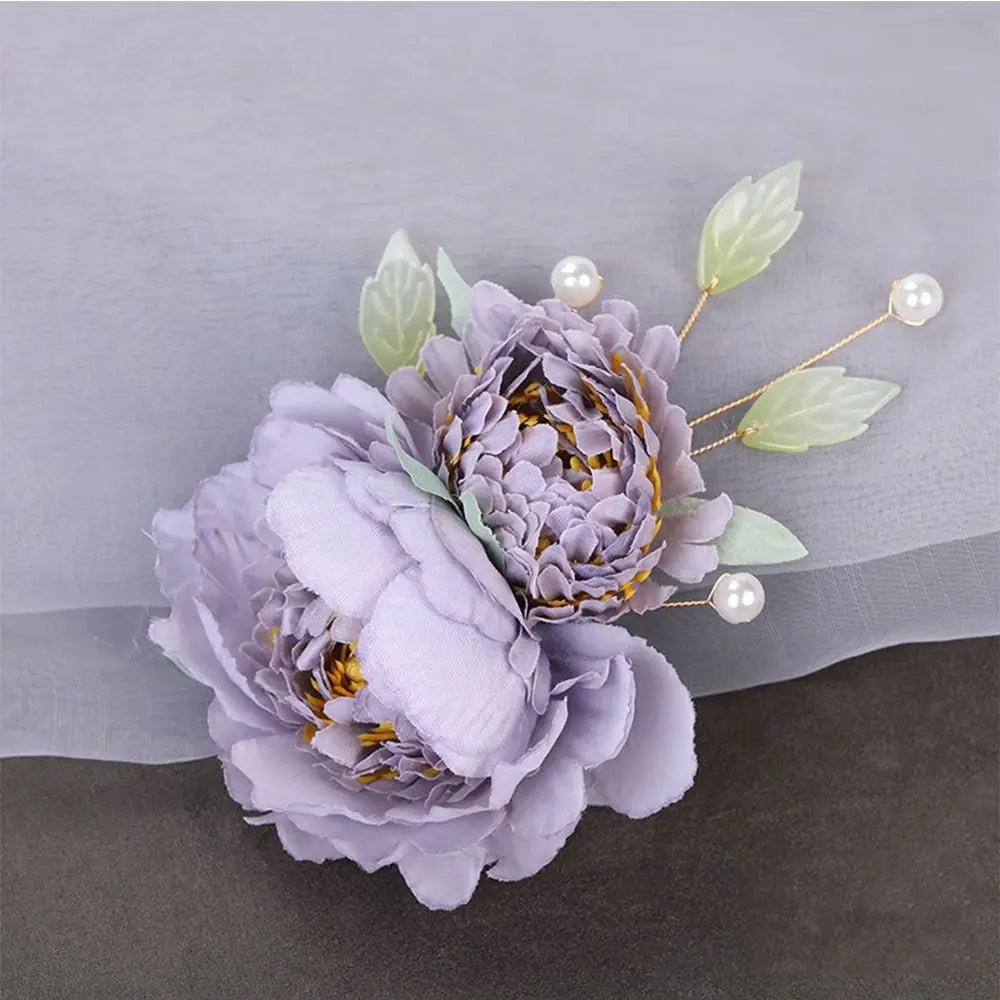 Fashion Cloth Flower Hair Clip Elegant Pearl Floral Hairpin Flower Brooch Hair Barrettes Women Girls Hair Styling Accessories