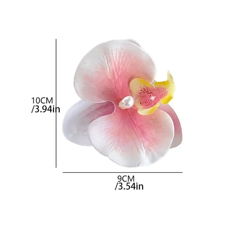 Simple Cloth Flower Hair Clip Butterfly Orchid Pearl Orchid Flower Hairpin Korean Style Bohemian Style Girl Hair Clip Seaside