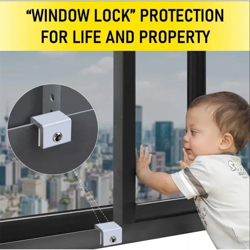 4 Pcs Window Safety Lock Aluminum Alloy Sliding Lock Sliding Door Anti-theft Lock Adjustable Buckle Window Stopper Lock for Home