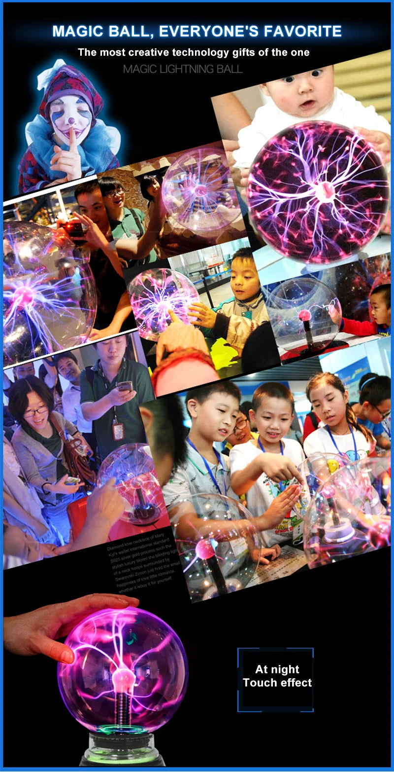 Novelty Touch Sensor Night Light USB Interest Magic Table Lamp Children's Gift Party Bedroom Desk Decor Glass Plasma Ball Lamp