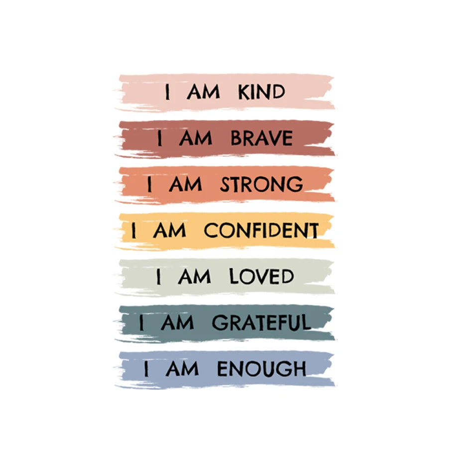 Affirmations Sticker"I am Kind, I am Brave, I am Loved" wall sticker for Kids and Adults, Inspirational wall art