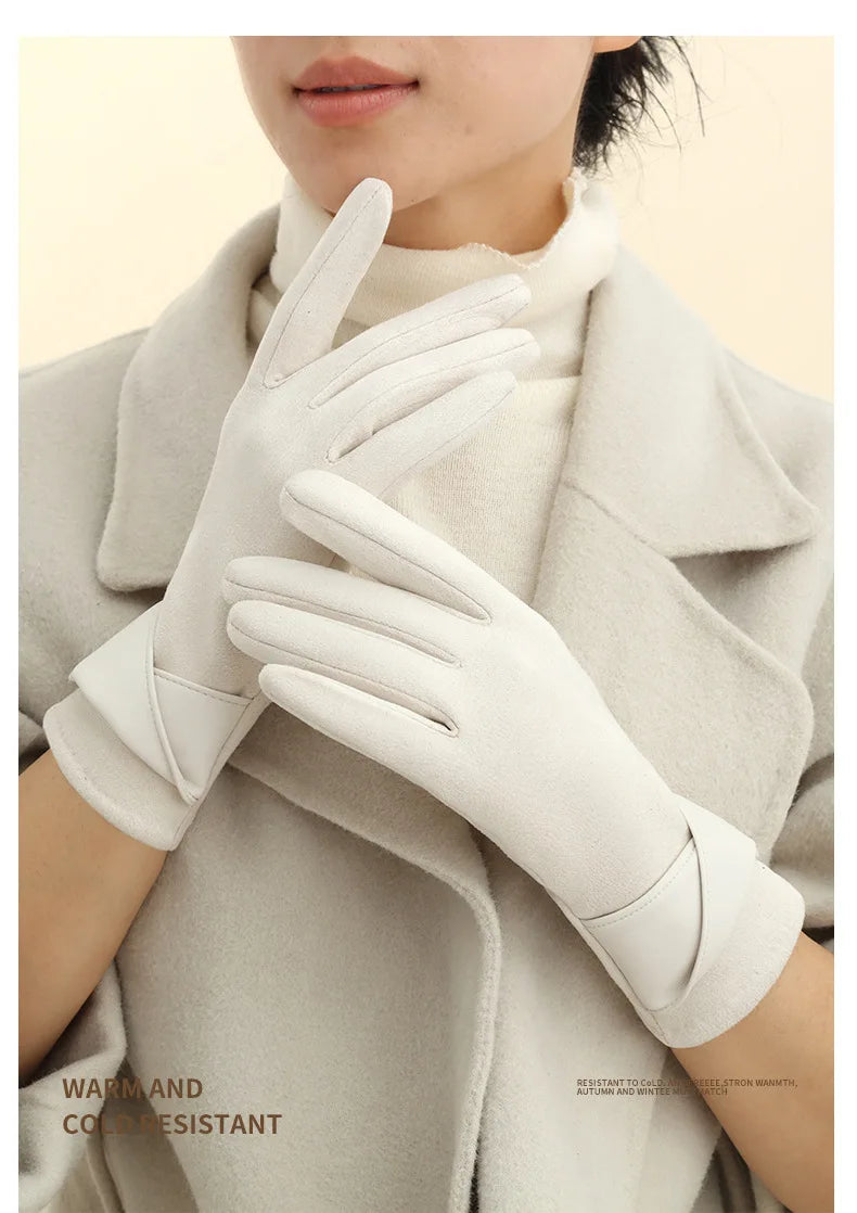 Women Winter Keep Warm Touch Screen Gloves Lady Fashion Elegant Retro Cycling Drive Protection From Cold Thicken