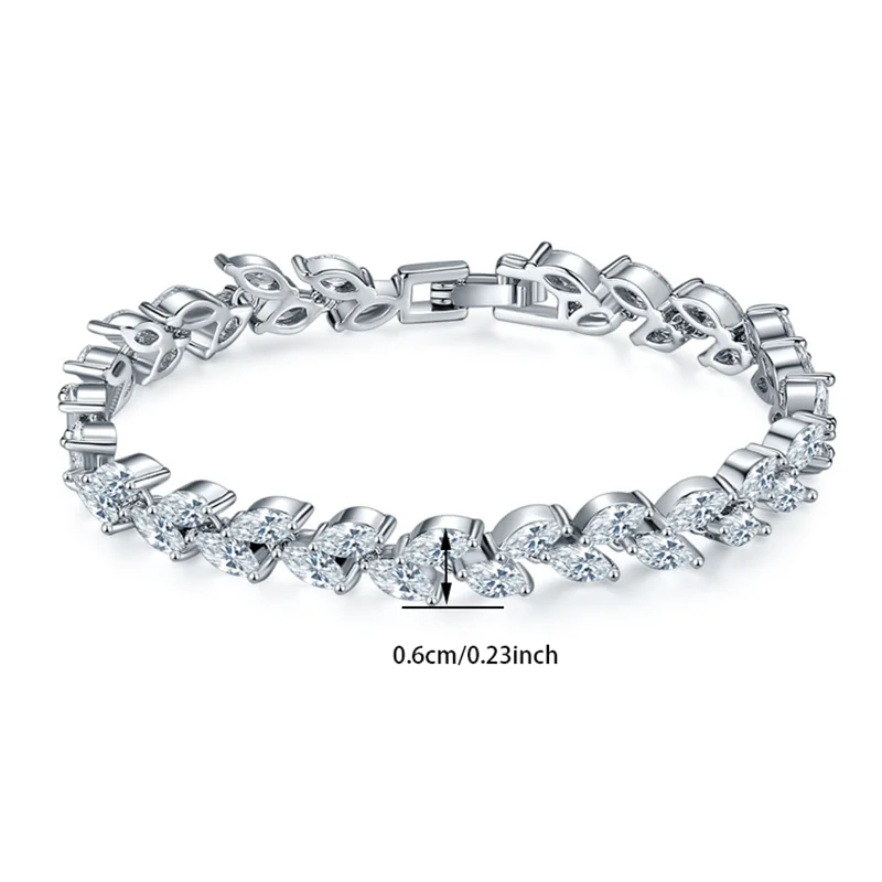 2024 New Trendy Leaves Rose Gold Silver Color Bracelet Bangle for Women Anniversary Gift Jewelry Wholesale Moonso Bulk S5878