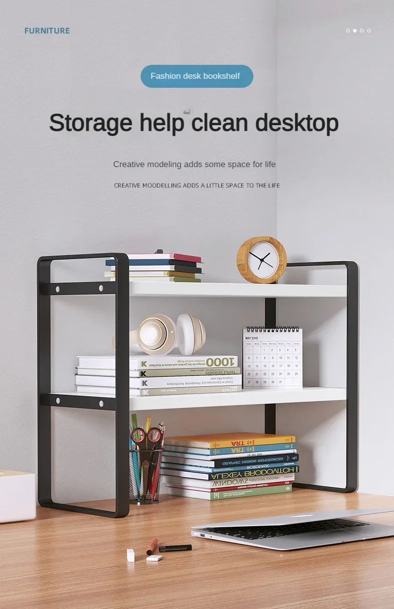Student Dormitory Desktop Book Storage Rack Layered Sorting of Office Desk Clutter Bedroom Cosmetics Perfume Iron Storage Rack