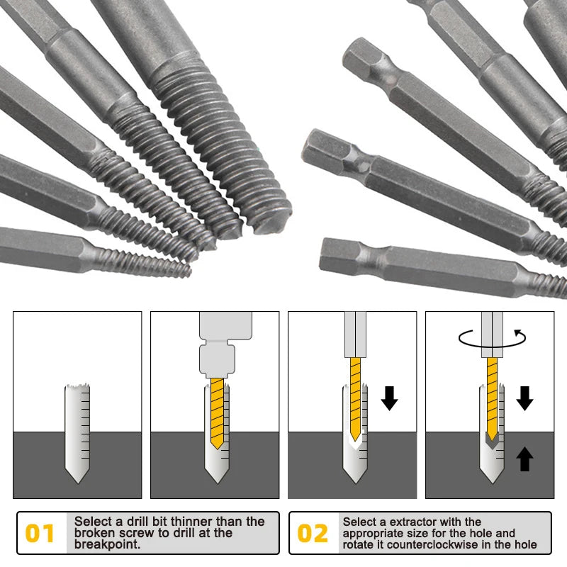 5pc Hex Handle Broken Head Screw Removal Tool 60mm Black Electric Hex Screw Removal Tool Set Cover Manual Screwdriver