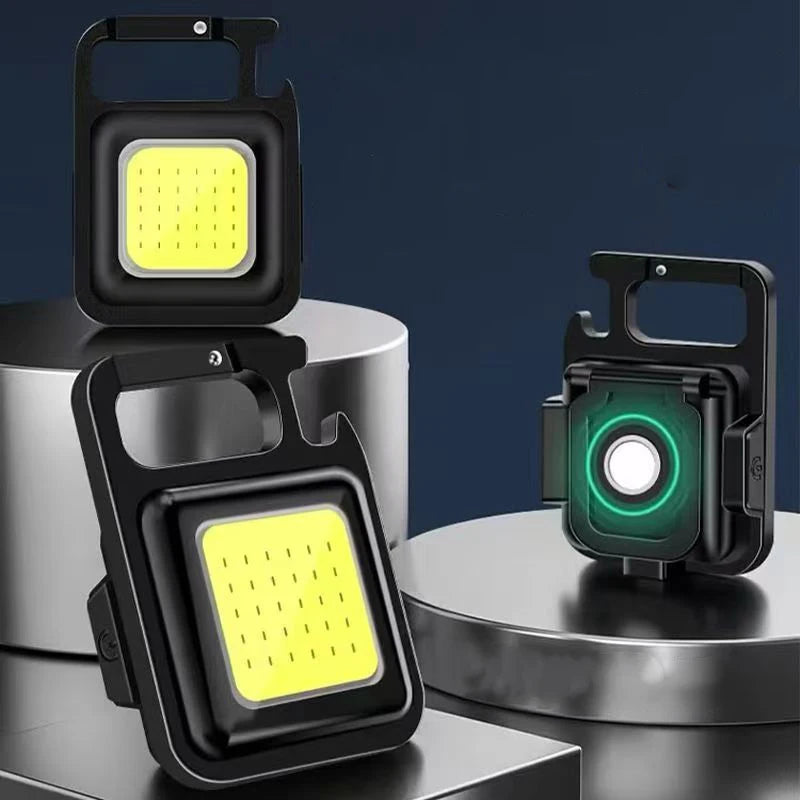 2025 LED Flashlight 1000LM USB Rechargeable COB Work Lights IPX4 Waterproof Keychain Light Lantern for Outdoor Camping Hiking