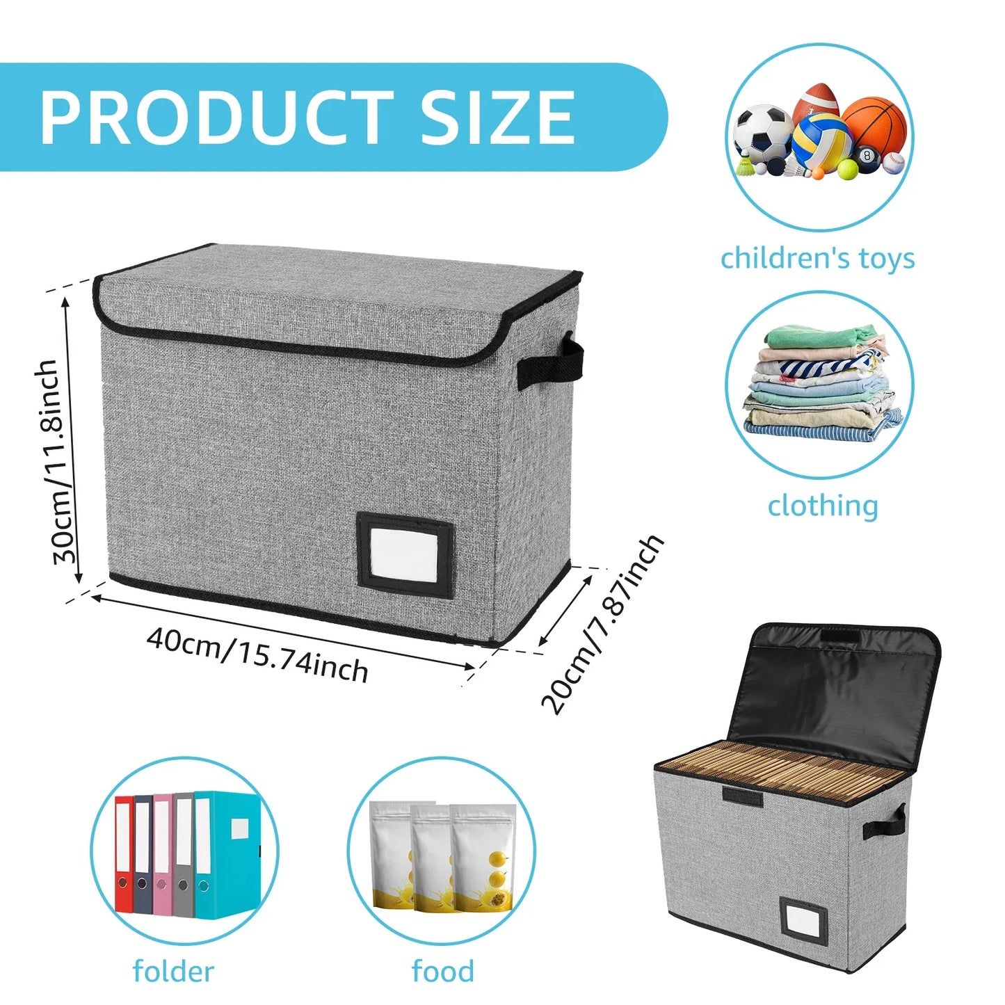 New Foldable Clothing Storage Box Washable Comic Book Storage Bin with Handle Enclosed Lid Multipurpose Organizer for HomeOffice