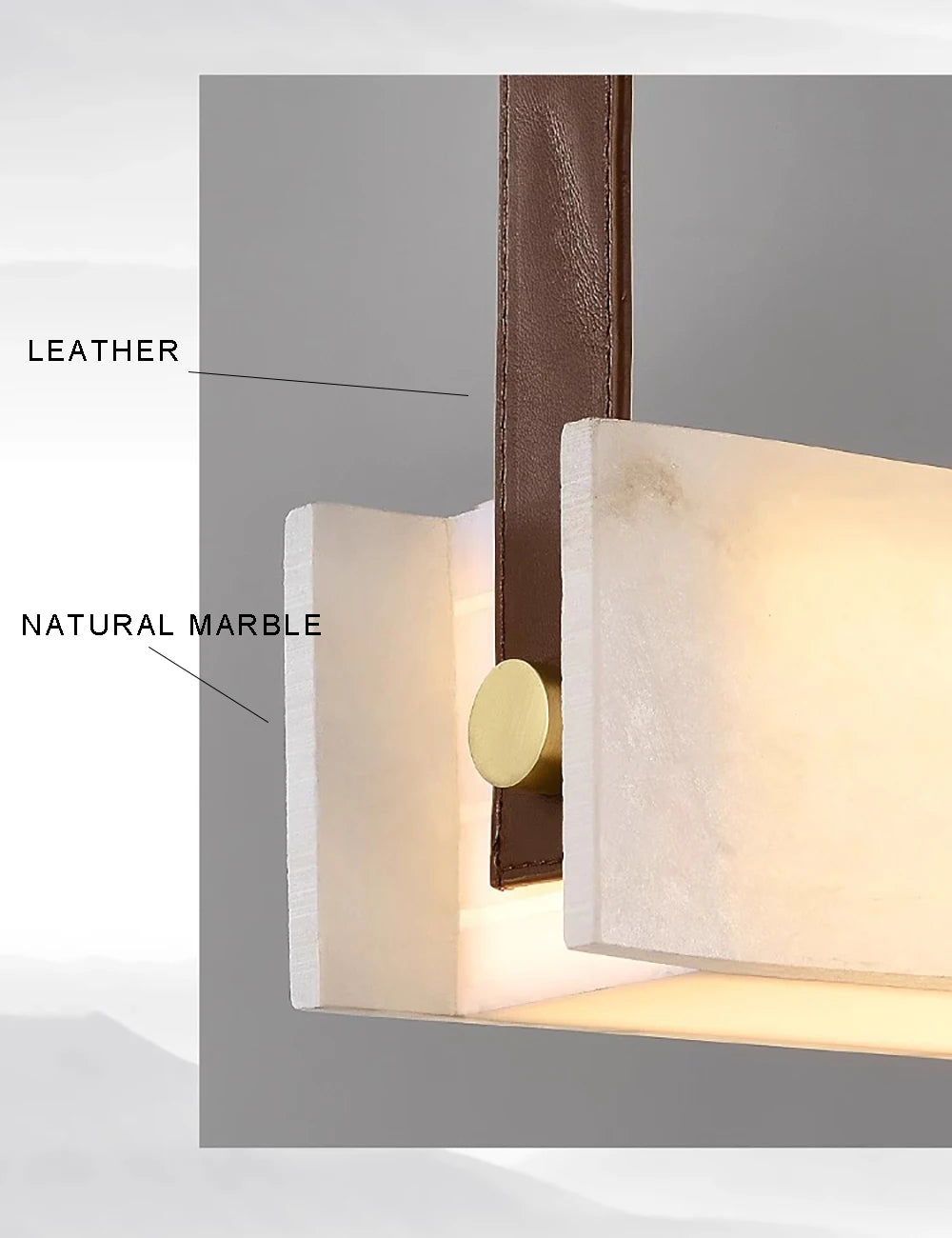 LED Light Luxury Leather Long Spanish Marble Pendant Light for lustre Living Room Recessed Decorative Lighting Ceiling Fixtures.