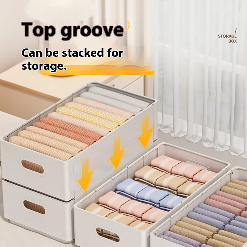 Wardrobe clothing organizer, drawer organizer, storage box with handles, foldable clothes, T-shirts, ties, scarves, towel storag