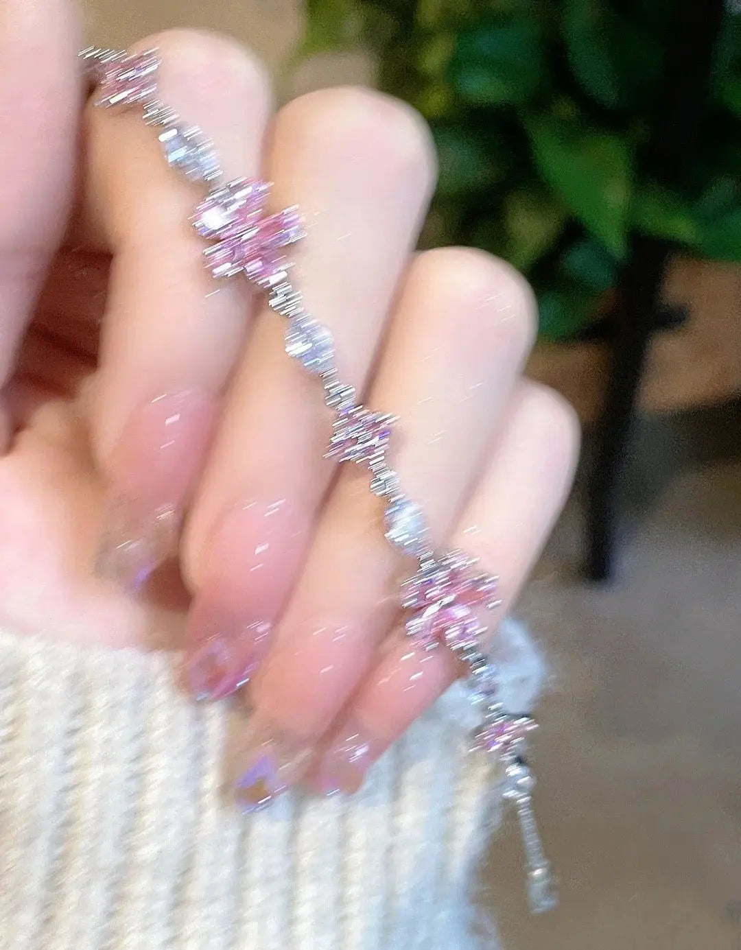 Sweet Fairy Pink Crystal Zircon Sakura Flowers Bracelet for Women Exquisite Cherry Blossom Bracelets Girls Jewelry Gifts