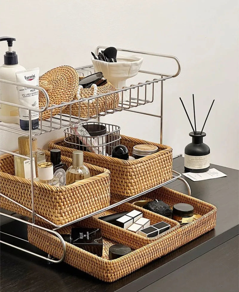 Three Layers Living Room Storage Racks Stainless Steel Practical Simple Kitchen Desktop Storage Holder Luxury Modern Home Decor