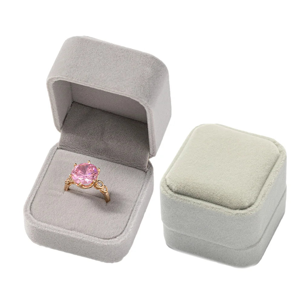 Velvet Single Ring Box Gift Jewelry Organizer Packaging for Wedding Ceremony Engagement Display Storage Supplies Accessories