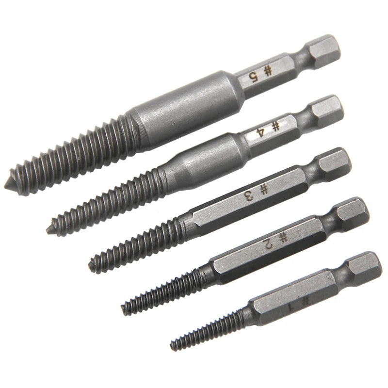 5pc Hex Handle Broken Head Screw Removal Tool 60mm Black Electric Hex Screw Removal Tool Set Cover Manual Screwdriver