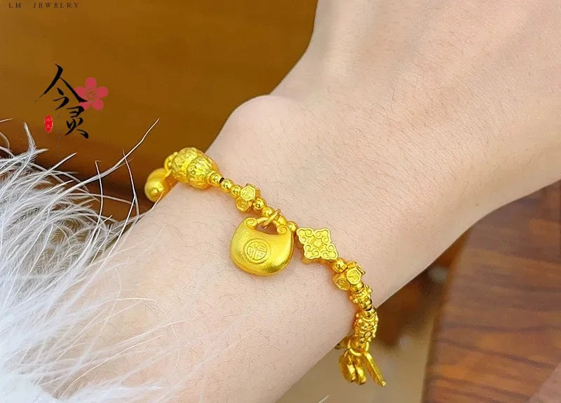 Women Chubby Fortune Coil Bracelet 24K Gold AU999 - Women's exclusive, plump chubby/clear coil, warm 24K, AU999 guarantee