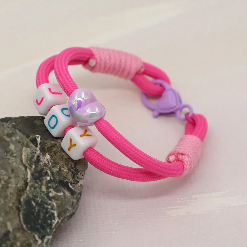Women's Bracelet Trendy Accessories Letter LOVE Heart Buckle Beaded Colorful Rope Bohemian Bracelet Party Jewelry Wholesale