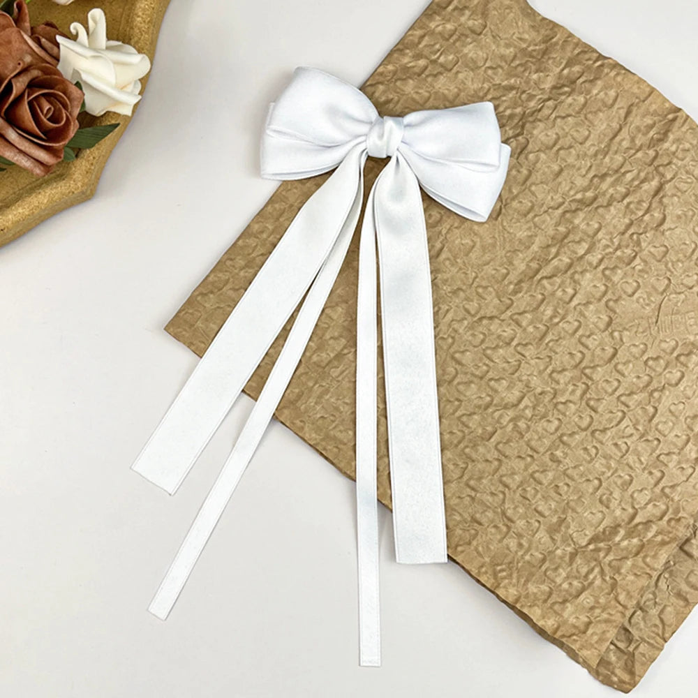 Fashion Fabric Hair Bow Hairpin for Women Girls Ribbon Hair Clips Black White Bow Top Clip Female Hair Accessories