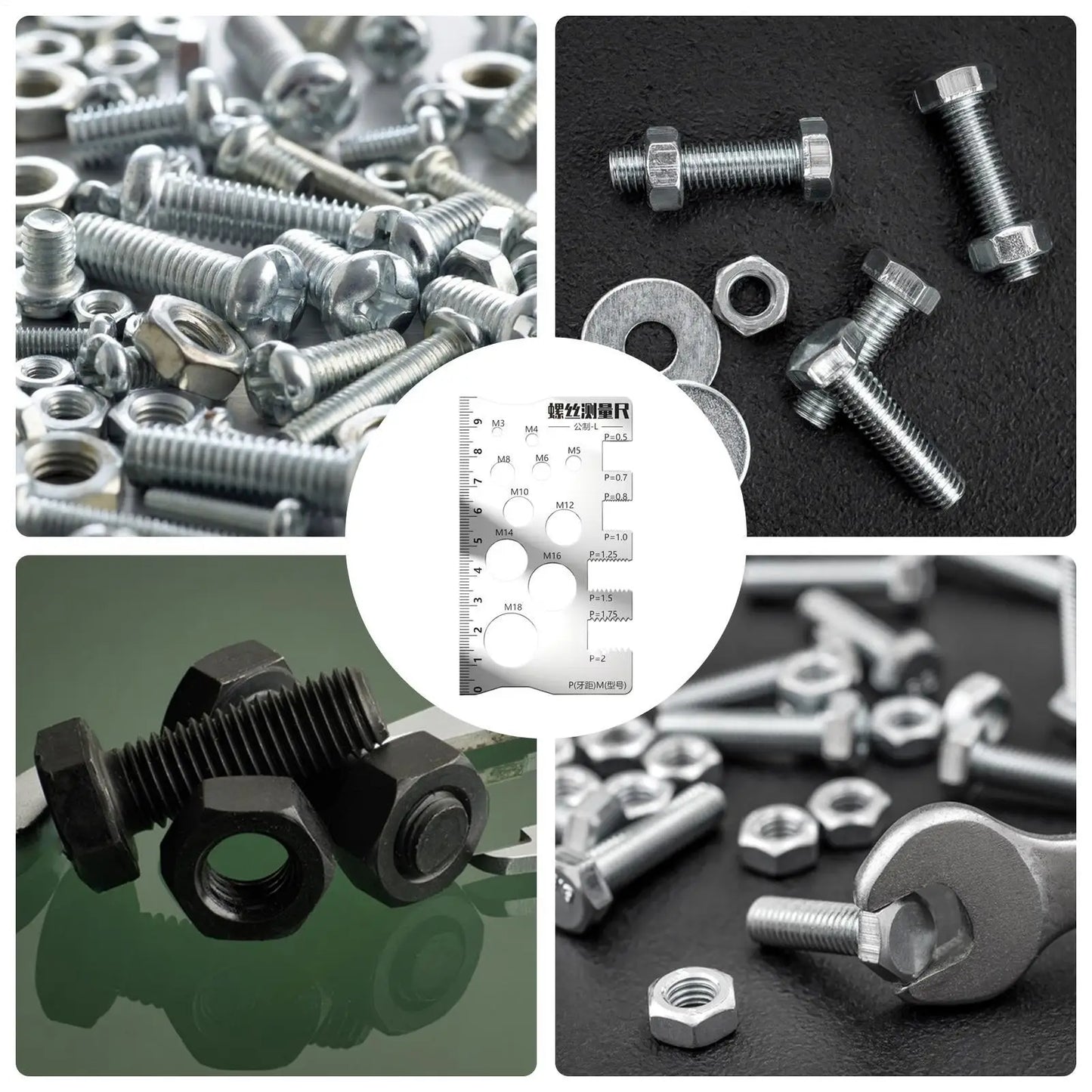 Thread Checker Screw Measurement Ruler Stainless Steel Caliper Metric Gauge Tool For Measuring Screw Pitch Bit Bolt Nut Screw