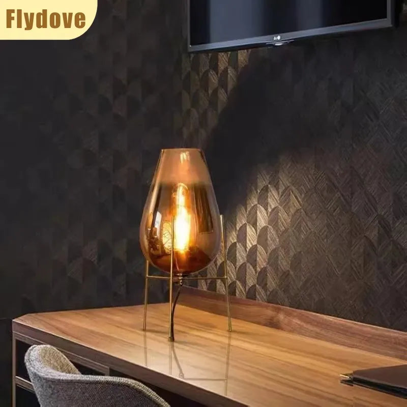 Postmodern Creative Light Luxury Simple Living Room Bedroom Hotel Art Vase Glass Desk Lamp Floor Lamp Home Lighting Decoration