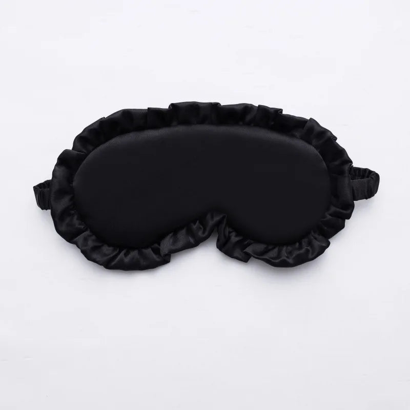 Silk Eye Mask Artificial Filament Artificial Silk Mask Sleep Eye Cover Ruffled Design Blackout Eye Patch For Suitable For Men