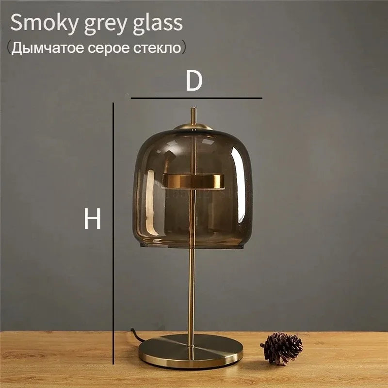 Modern Glass Lampshade Led Table Lamp Simple Bedroom Bedside Desk Lights Nordic Creative Designer Glass Home Decor Table Lamps