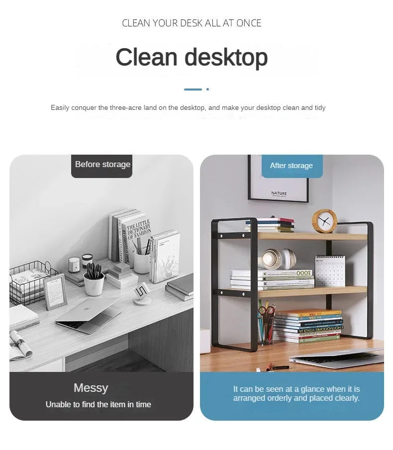 Student Dormitory Desktop Book Storage Rack Layered Sorting of Office Desk Clutter Bedroom Cosmetics Perfume Iron Storage Rack