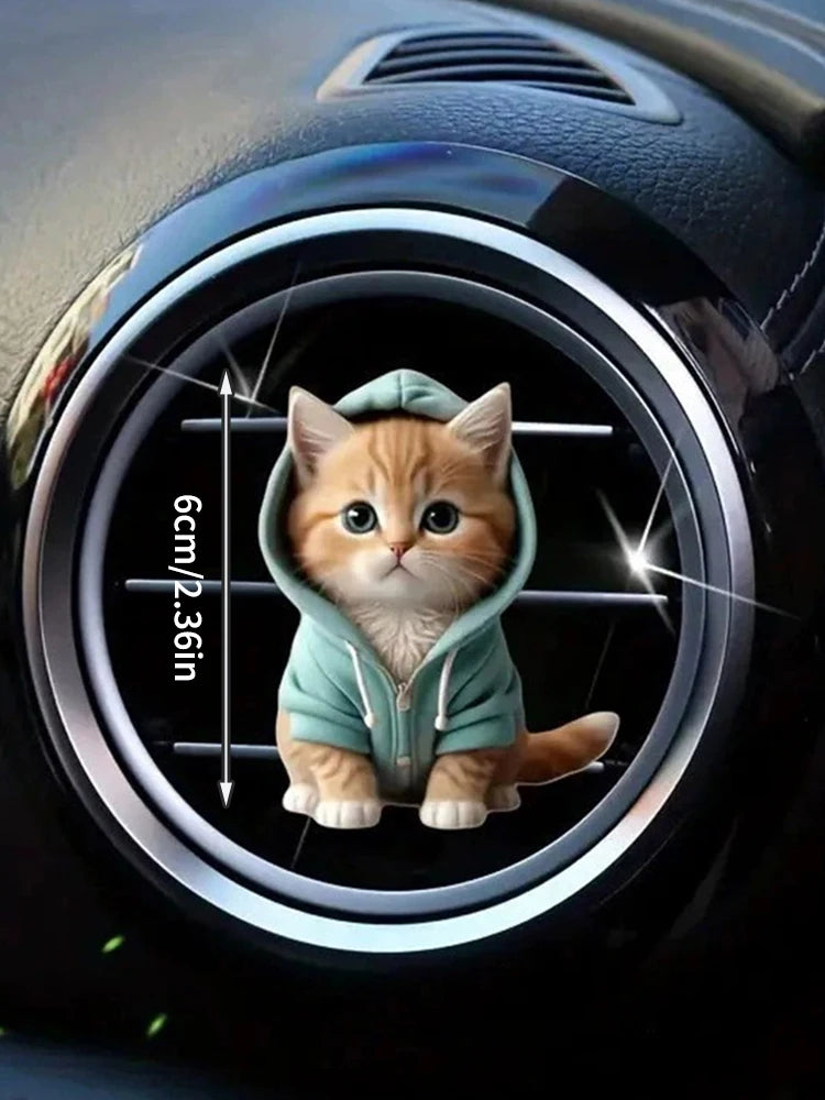 1PC Hoodie Kitten Finished Ventilating Clip Car Decoration Aromatreatment Acrylic Accessories