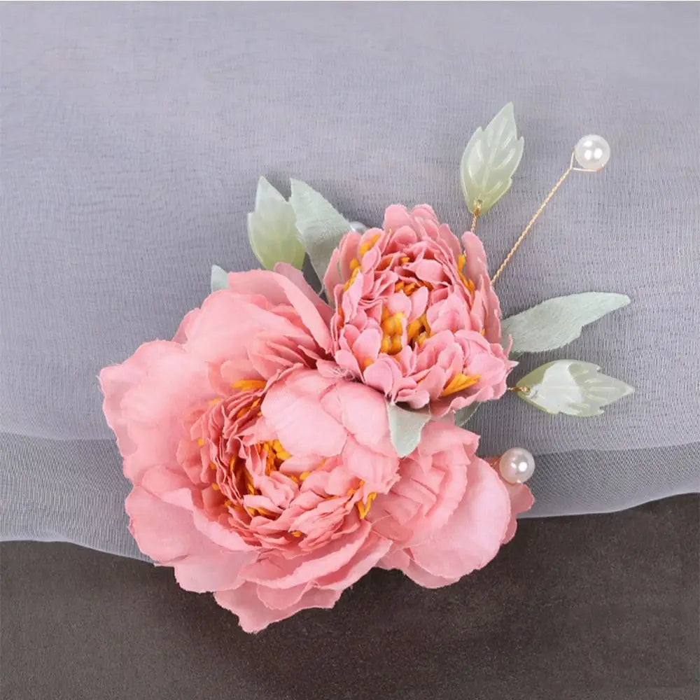 Fashion Cloth Flower Hair Clip Elegant Pearl Floral Hairpin Flower Brooch Hair Barrettes Women Girls Hair Styling Accessories