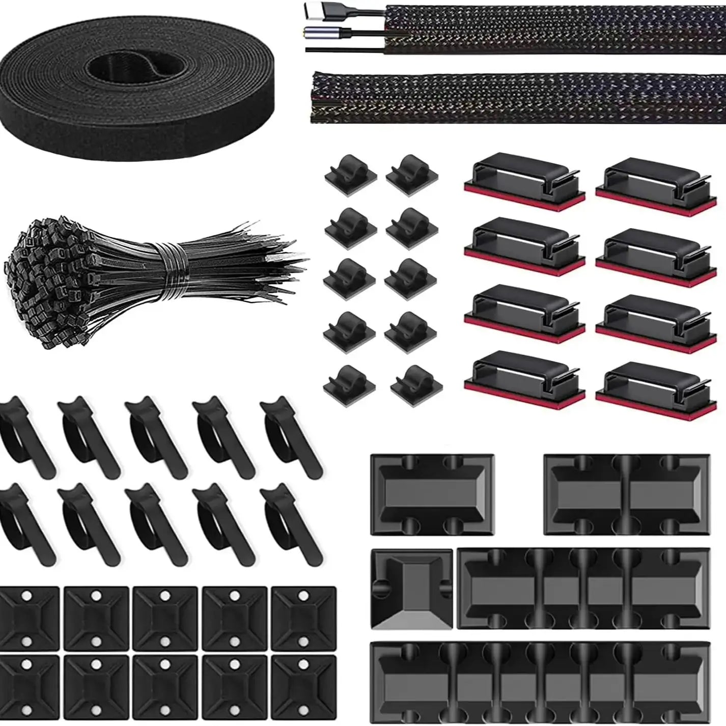 146 Pcs Cable Organizer Set Cord Management Silicone Cable Holder Adhesive Wire Clips For Car Home Office USB Cords Organiser