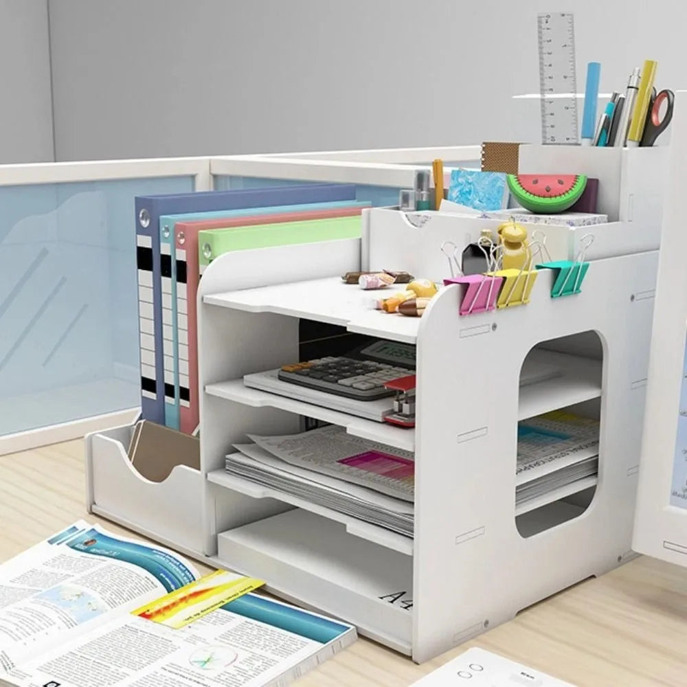Large Capacity File Storage Rack Space Saving Thickened File Sorter Multi-Layer Partition Design Desktop Storage Box Library