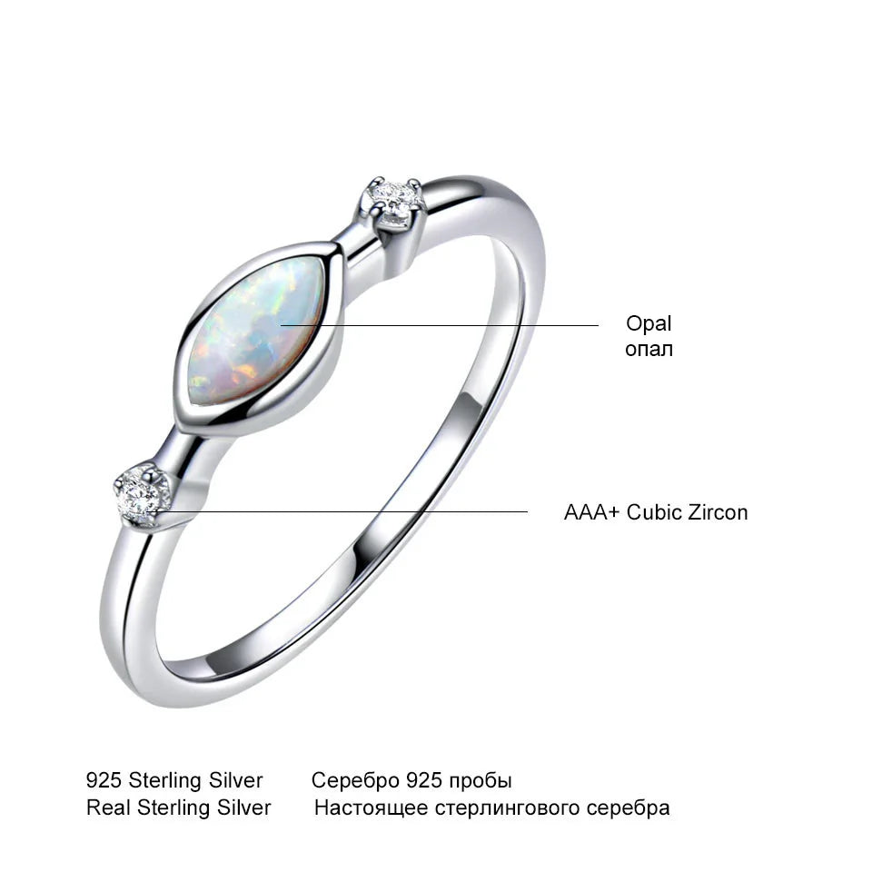 3*6mm Ring Opal Rings Silver 925 Ring for Women Fashion Jewelry