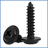 100pcs Phillips Black Self-tapping Screw Pan Head PWA Cross Round Head With Washer Cushion M1.4 M1.7 M2 M2.3 M2.6 M3 M3.5 M4