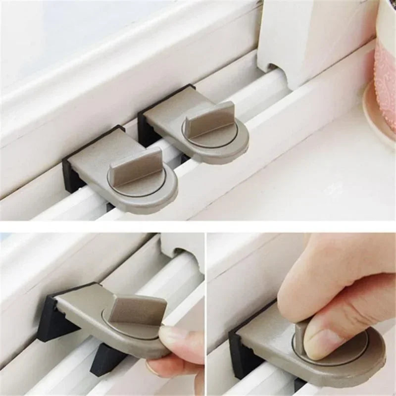 4 Pcs Window Safety Lock Aluminum Alloy Sliding Lock Sliding Door Anti-theft Lock Adjustable Buckle Window Stopper Lock for Home