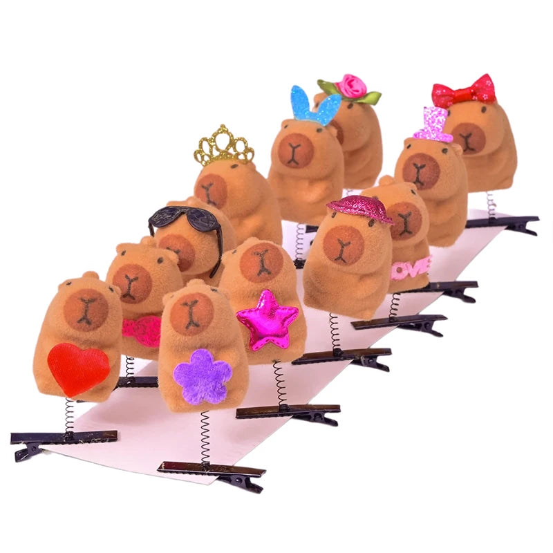 5Pcs Cartoon Funny Children 3D Capybara Hairpin Fashion Cute Hair Clip Versatile Bangs Hair Clip Kawaii Hair Accessories Gifts