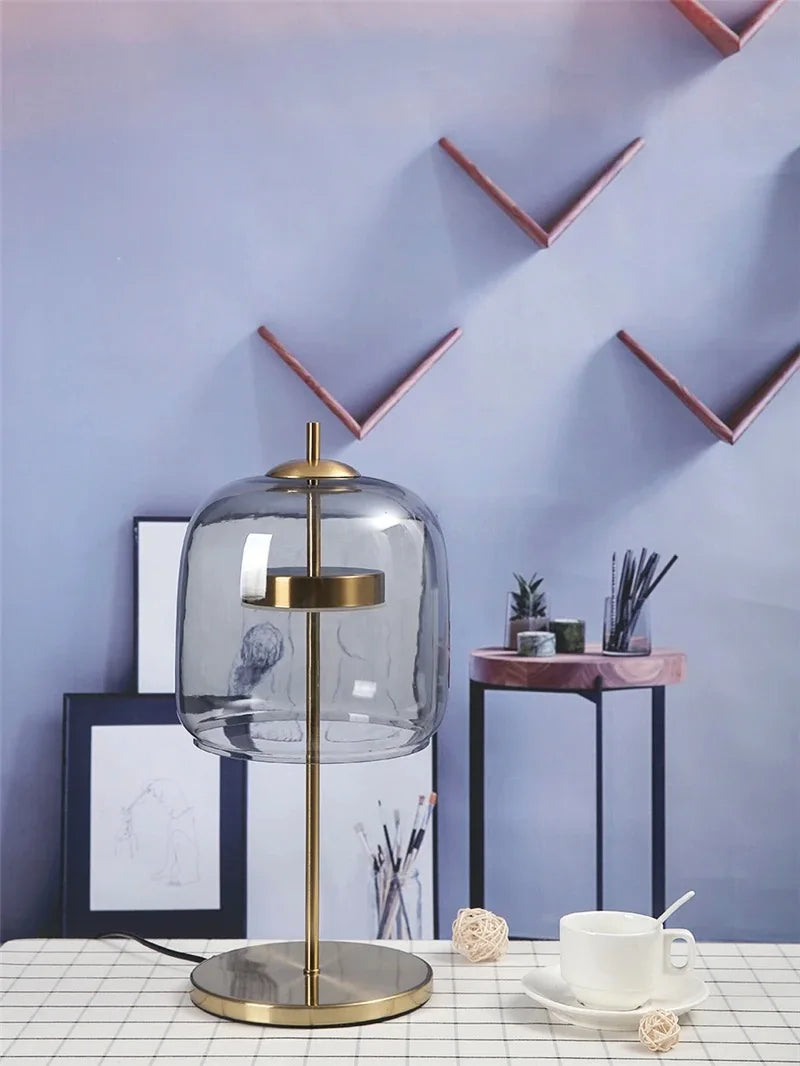 Modern Glass Lampshade Led Table Lamp Simple Bedroom Bedside Desk Lights Nordic Creative Designer Glass Home Decor Table Lamps