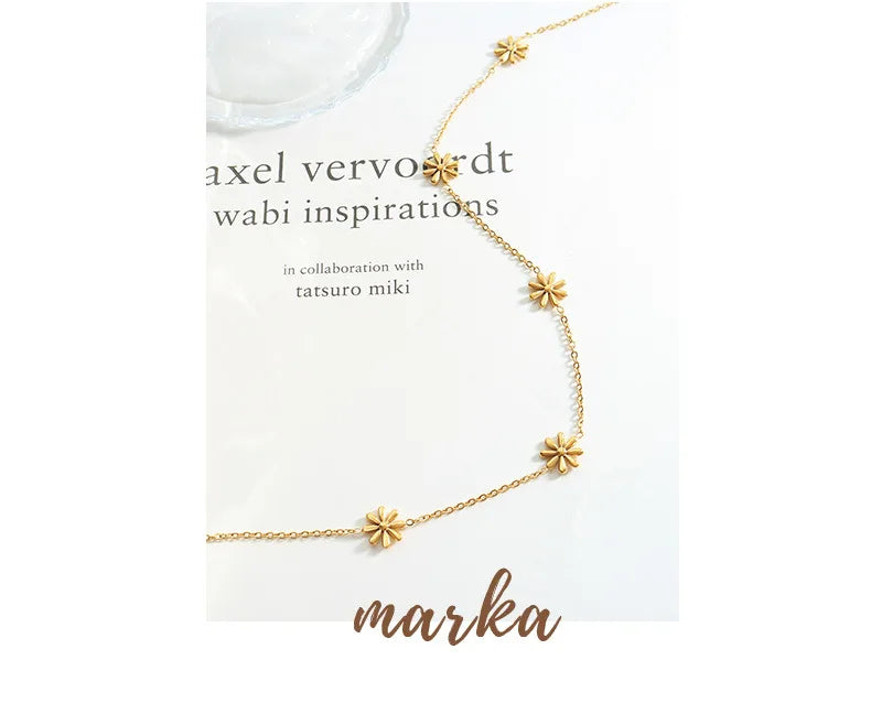 Fairy Chic Daisy Design Titanium Gold Plated Necklace No Fade Influencer Style