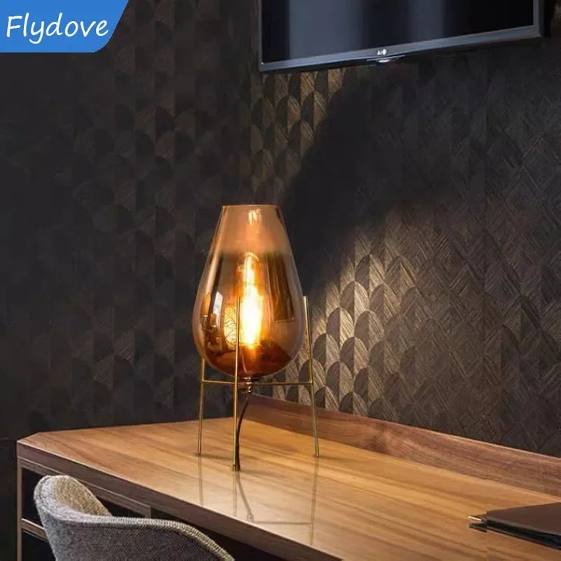 Postmodern Creative Light Luxury Simple Living Room Bedroom Hotel Art Vase Glass Desk Lamp Floor Lamp Home Lighting Decoration