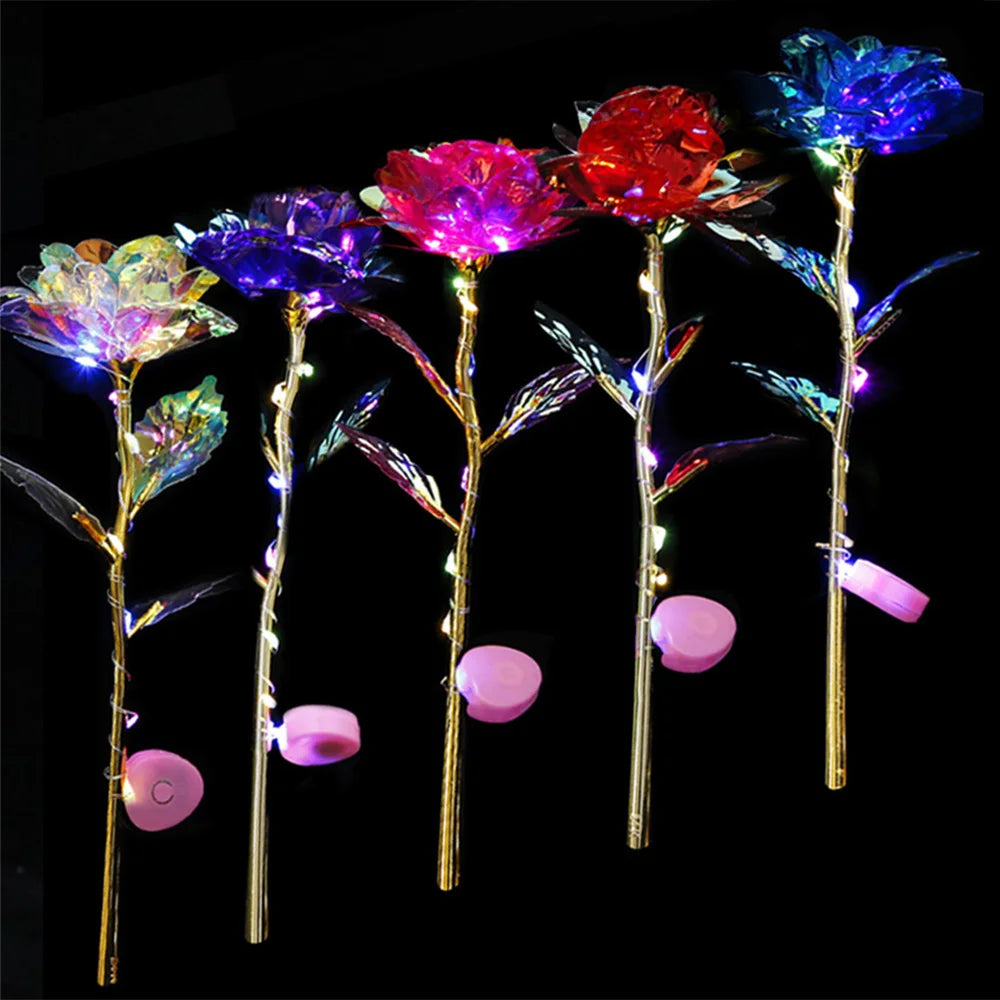 Led Valentine's Day Mother's Day Gift 24K Foil Plated Roses Flowers