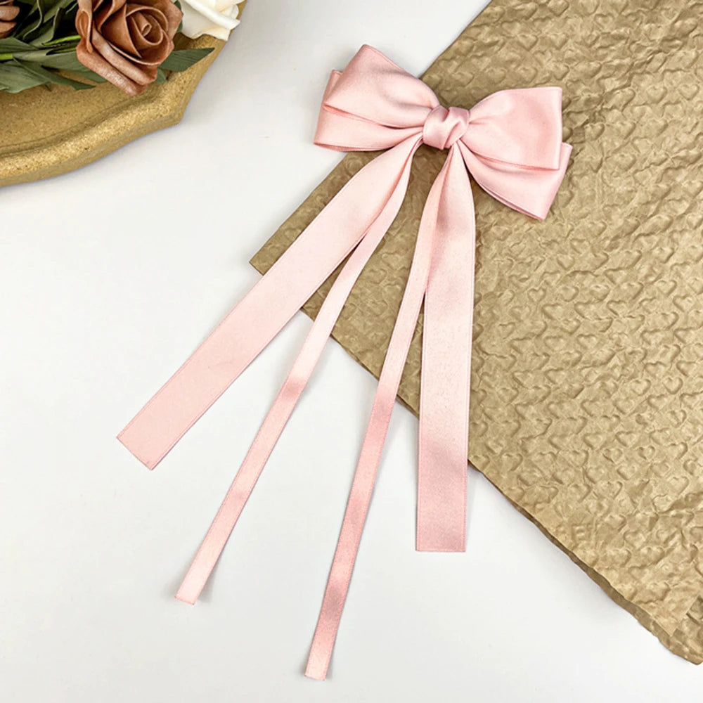 Fashion Fabric Hair Bow Hairpin for Women Girls Ribbon Hair Clips Black White Bow Top Clip Female Hair Accessories